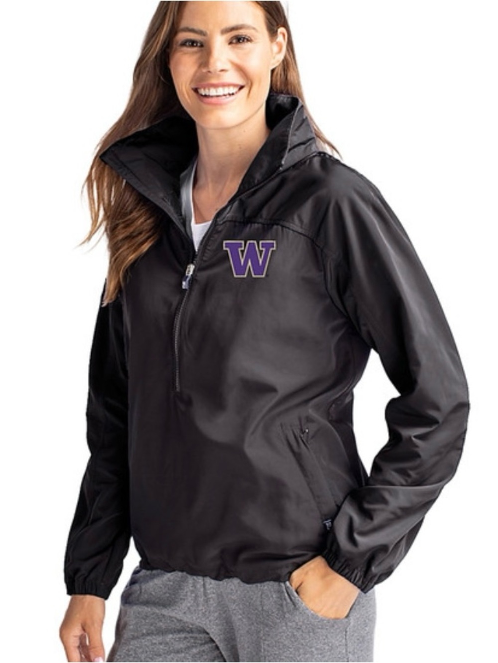 Storm- tech performance Women's Black full-Zip Jacket with Purple W Logo